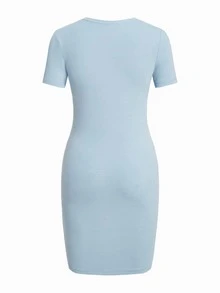 SHEIN Maternity Panda & Slogan Graphic Bodycon Dress - Baby Blue - View 2