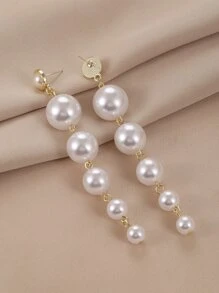 Faux Pearl Decor Drop Earrings - White - View 4