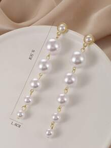 Faux Pearl Decor Drop Earrings - White - View 5
