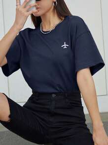 DAZY Áo thun nữ Đồ họa Giải trí - Màu xanh hải quân - Xem 1