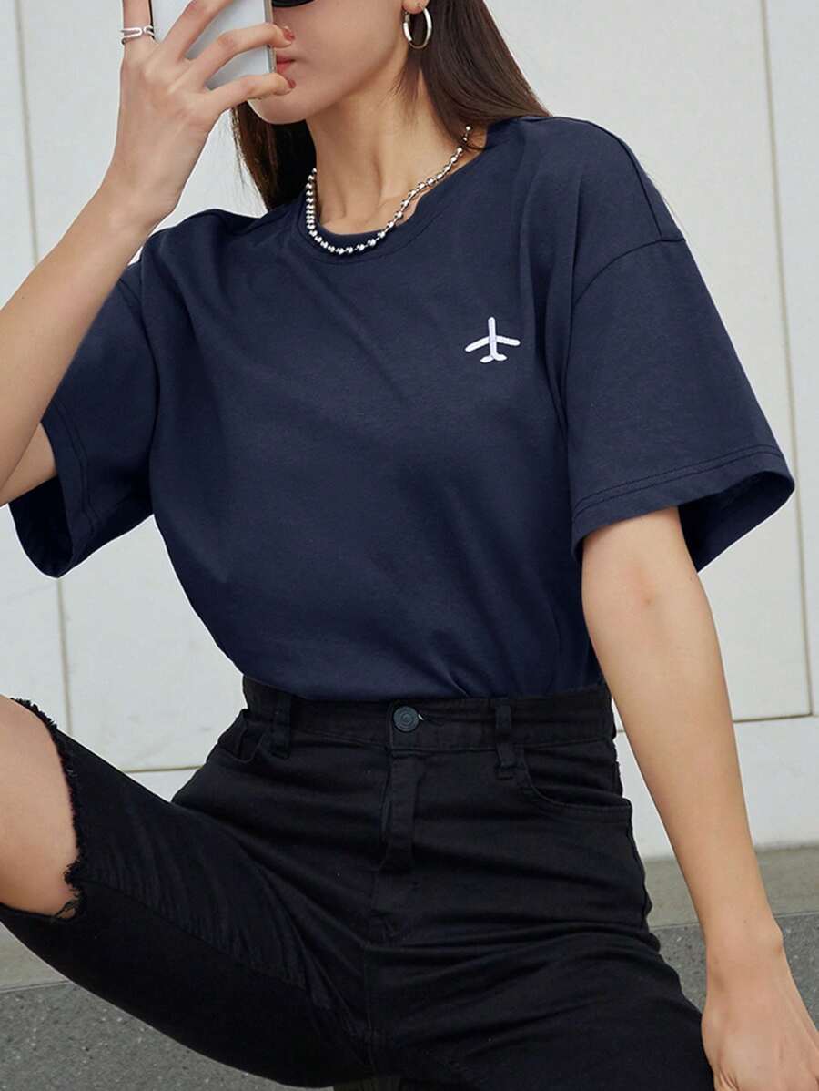 DAZY Áo thun nữ Đồ họa Giải trí - Màu xanh hải quân - Xem 1
