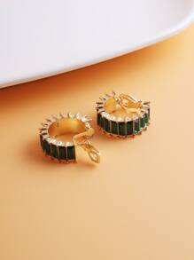 2 cái/bộ Vòng bít tai trang trí bằng đá rhinestone - màu xanh lá - Xem 2