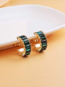 2 cái/bộ Vòng bít tai trang trí bằng đá rhinestone - màu xanh lá - Xem 3