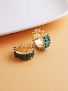 2 cái/bộ Vòng bít tai trang trí bằng đá rhinestone - màu xanh lá - Xem 4