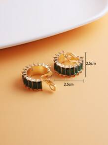 2 cái/bộ Vòng bít tai trang trí bằng đá rhinestone - màu xanh lá - Xem 5