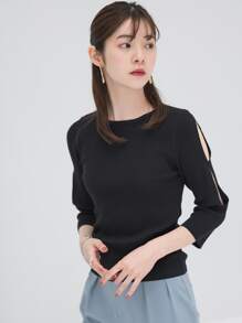 DAZY Cut Out Ribbed Knit Sweater,Fall Clothes