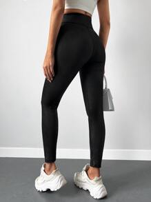 EURMUSE Wideband Waist Leggings - Black - View 2