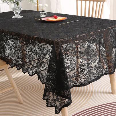 1pc Floral Embroidered Tablecloth