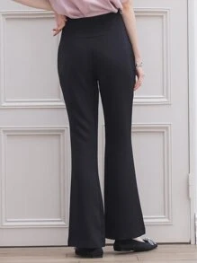 DAZY Solid Flare Leg Trousers - Black - View 2