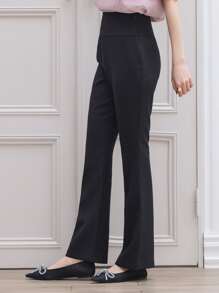 DAZY Solid Flare Leg Trousers - Black - View 5