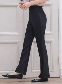 DAZY Solid Flare Leg Trousers - Black - View 6