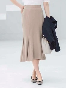 DAZY Váy nữ Viên lá sen Dây kéo màu trơn Thanh lịch - Màu be - Xem 6