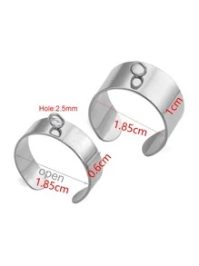 10入組/套休閒不銹鋼開口戒指DIY首飾配件適用於女士DIY首飾製作 - 銀色 - 查看 4