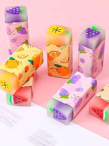 2pcs Fruit Pattern Eraser, Cute Portable Eraser For School, Office, Student - Multicolor - View 4