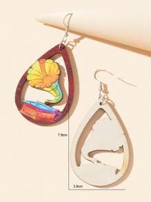 水滴形耳墜 - 彩色 - 查看 3