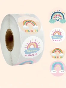 500pcs/roll Cartoon Rainbow Stickers - Multicolor - View 2