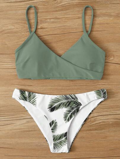 SHEIN Swim Summer Beach Tropical Print Bikini Set