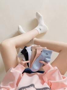 Mujer 7 pares Calcetines tobilleros con estampado de letra casual para diariamente - Multicolor - Ver 2