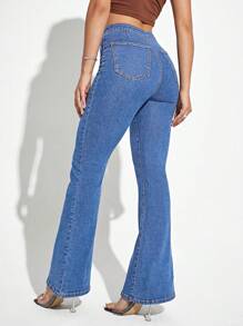 EMERY ROSE High Waist Flare Leg Jeans - Light Wash - View 2