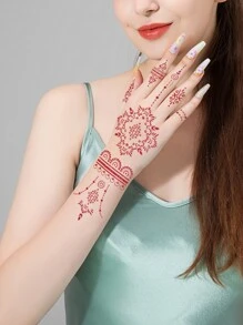 2 mẫu hình xăm tay họa tiết hoa - màu đen - Xem 2