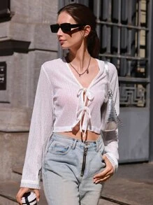 SHEIN Letter Graphic Drop Shoulder Crop Top