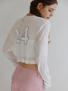 SHEIN Letter Graphic Drop Shoulder Crop Top