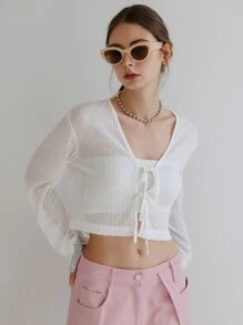 SHEIN Letter Graphic Drop Shoulder Crop Top