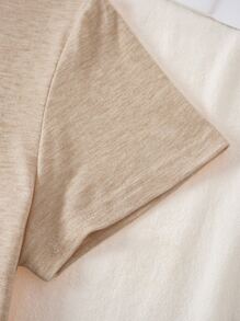 SHEIN Essnce Áo thun nữ Tim Slogan Giải trí - Màu be - Xem 3