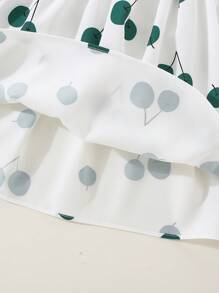 Bebé Vestido con estampado de cereza ribete con fruncido - Blanco - Ver 3