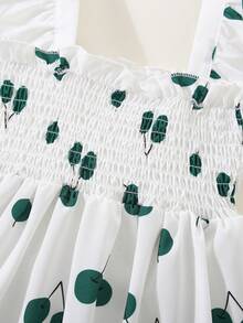 Bebé Vestido con estampado de cereza ribete con fruncido - Blanco - Ver 4