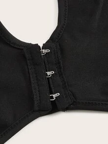 SHEIN ICON Áo nữ Lộ Lưng Tương phản Mesh Cắt ra màu trơn Gợi cảm - màu đen - Xem 6