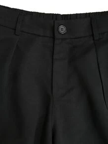 Manfinity Homme Men's Loose Fit Shorts With Pleated Detail And Slant Pockets - Black - View 5