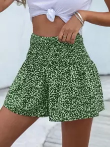 SHEIN VCAY Ditsy Floral Print Wide Leg Shorts - Multicolor - View 1