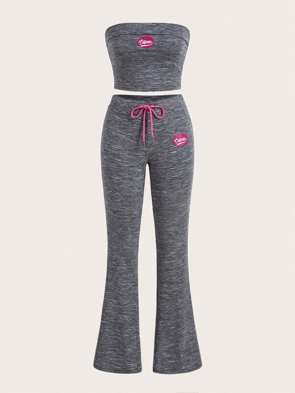 SHEIN MOD Top și pantaloni cu litere grafice