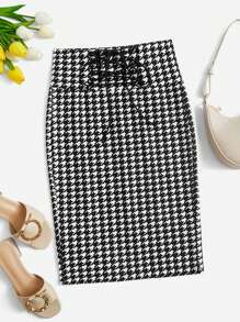 SHEIN Privé Váy nữ Ren lên Thắt nơ trước răng cưa Thanh lịch - Đen và trắng - Xem 1