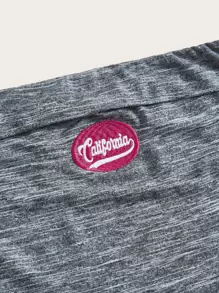 SHEIN MOD 字母圖案抹胸上衣和褲子 - 灰色 - 查看 3