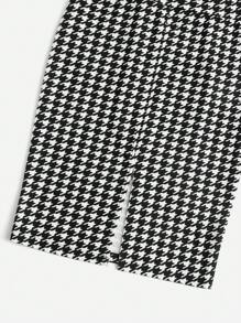 SHEIN Privé Váy nữ Ren lên Thắt nơ trước răng cưa Thanh lịch - Đen và trắng - Xem 3