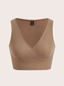 SHEIN EZwear Áo khoác và áo lót dành cho xe tăng nữ Trọn gói màu trơn Giải trí - Lạc đà - Xem 1