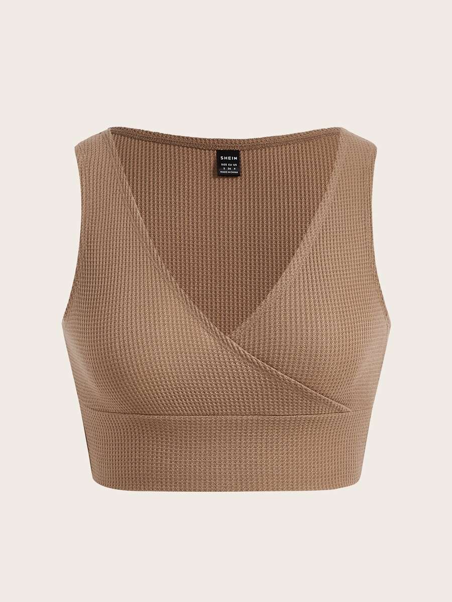 SHEIN EZwear Áo khoác và áo lót dành cho xe tăng nữ Trọn gói màu trơn Giải trí - Lạc đà - Xem 1