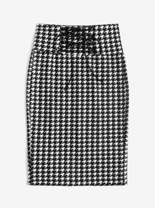 SHEIN Privé Váy nữ Ren lên Thắt nơ trước răng cưa Thanh lịch - Đen và trắng - Xem 4