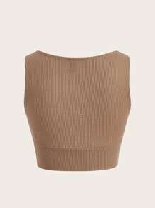 SHEIN EZwear Áo khoác và áo lót dành cho xe tăng nữ Trọn gói màu trơn Giải trí - Lạc đà - Xem 2