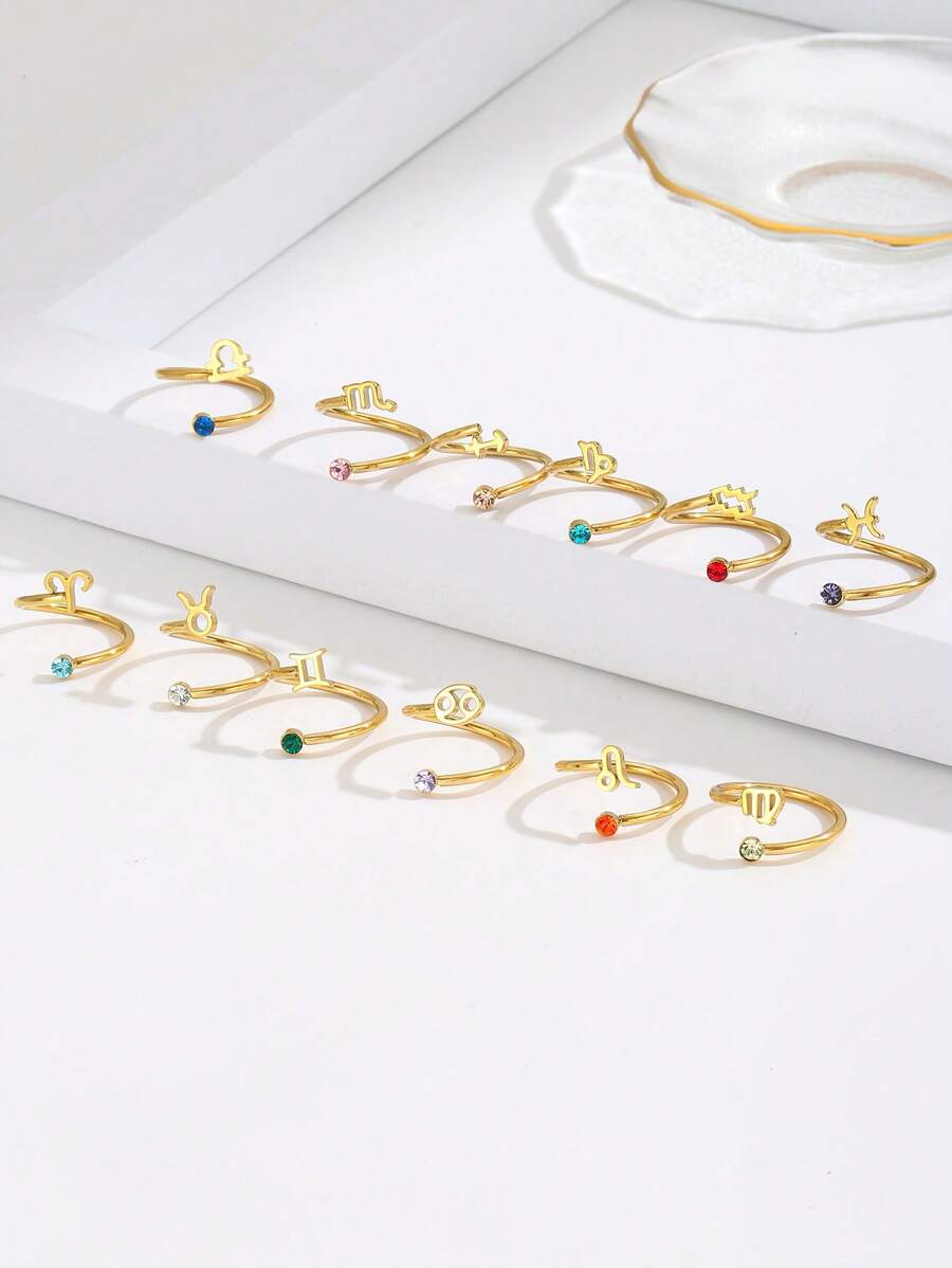 Thép Không Gỉ Thời Trang Thiết Kế 12 Chòm Sao Ngẫu Nhiên Vòng Đeo Tay Cho Nữ Cho Món Quà Sinh Nhật - Vàng - Xem 1