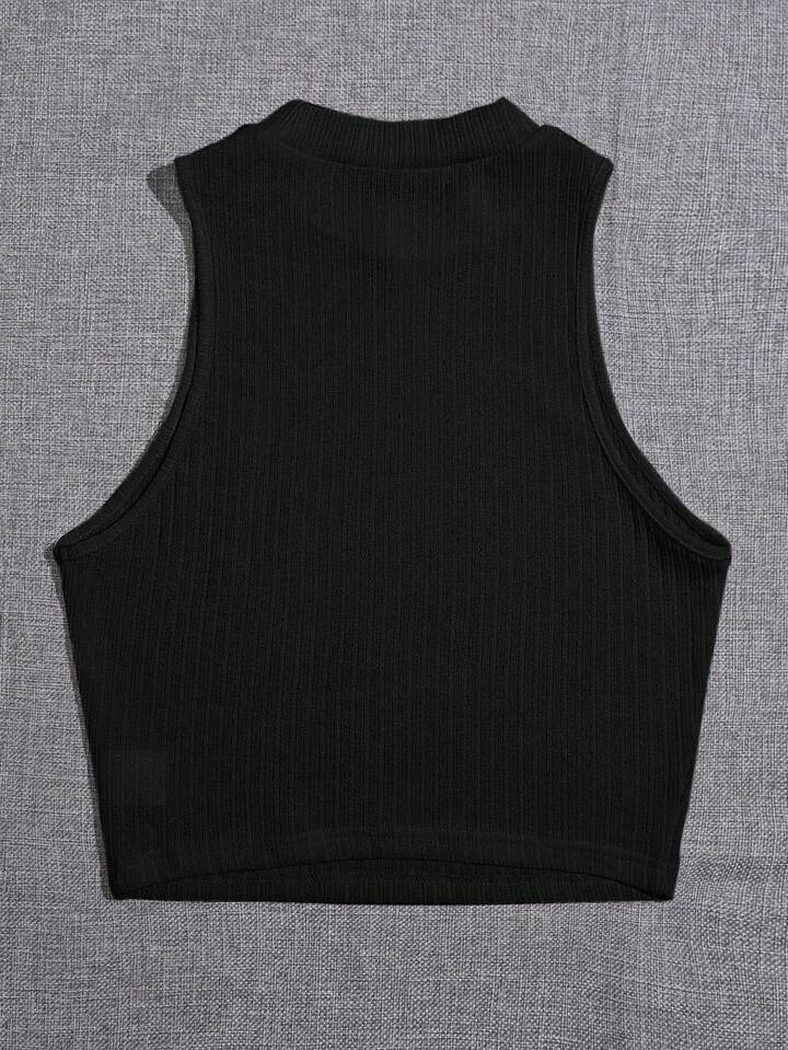 SHEIN EZwear Solid Crop Rib-knit Tank Top | SHEIN USA