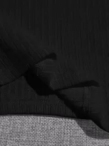 SHEIN EZwear Solid Crop Rib-knit Tank Top - Black - View 5