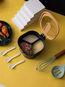 1pc Plastic Seasoning Box, Modern Multi-grid Seasoning Box For Kitchen - Blue - View 3