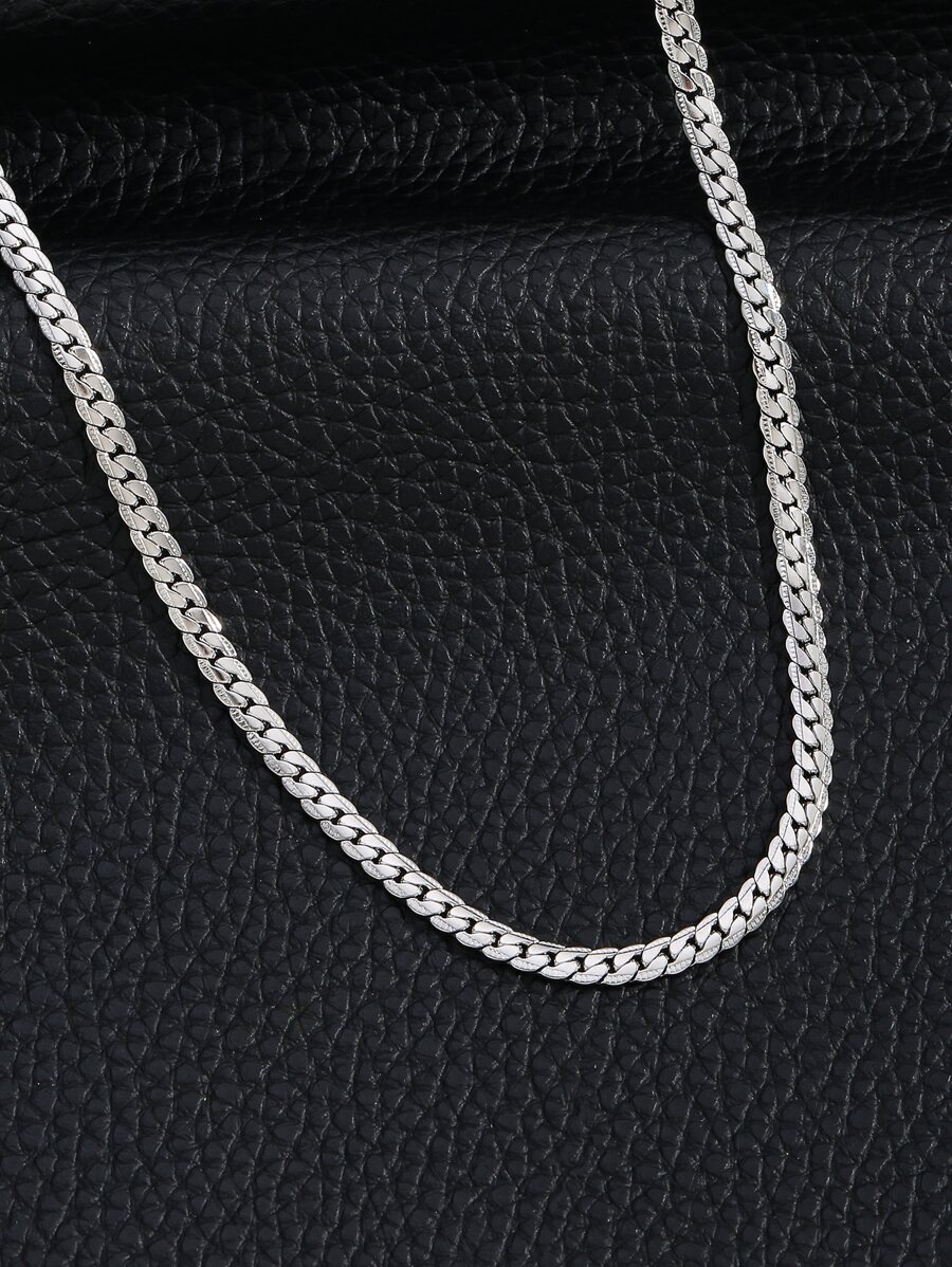 1入組5mm鏈條嘻哈街頭風不銹鋼項鏈適合男士派對禮服配件,適用於首飾類禮品和派對 - 銀色 - 查看 1
