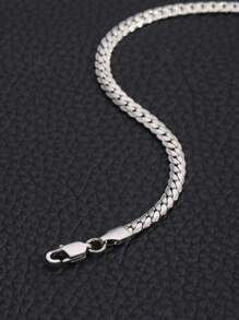 1入組5mm鏈條嘻哈街頭風不銹鋼項鏈適合男士派對禮服配件,適用於首飾類禮品和派對 - 銀色 - 查看 2