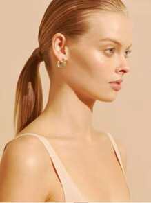 1 Quyến Rũ Thép Không Gỉ Đính Đá Cubic Zirconia Trang Trí Xoắn Chi Tiết Đôi Khuyên Tai Vòng Cho Nữ Cho Tai Trang Trí - Nhiều màu - Xem 3