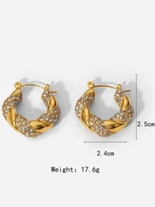 1 Quyến Rũ Thép Không Gỉ Đính Đá Cubic Zirconia Trang Trí Xoắn Chi Tiết Đôi Khuyên Tai Vòng Cho Nữ Cho Tai Trang Trí - Nhiều màu - Xem 6