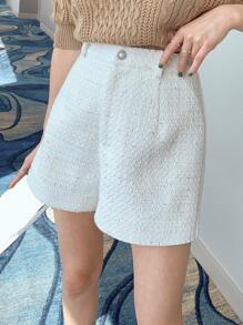 DAZY High Waist Wide Leg Shorts - White - View 6